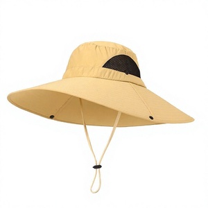 SFB117 <b>Black</b> Large Brim Outdoor Sun <b>Hat</b> Breathable Mesh Side Adjustable Chin Cord UV Protection <b>Boonie</b> <b>Hat</b> Fishing Garden Work - Product Image 3