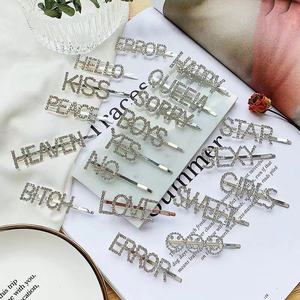 <span class=keywords><strong>Horquillas</strong></span> nupciales plateadas con diamantes de imitación para mujer, pinzas para el pelo con letras y palabras, nuevo diseño - Product Image 6
