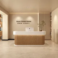 Bureau de réception commercial en bois pour magasin de vêtements, salon de beauté, studio de yoga - Design moderne et simple