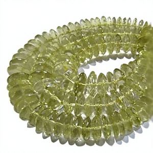 Perles de pierres précieuses en quartz citron naturel jaune, facettées, taille allemande, forme rondelle, 6-11 mm, brin de 8 pouces de long - Product Image 1