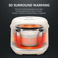 Cuiseur à riz électrique intelligent multi-usages à faible teneur en glucides 1,8 L, cuve intérieure en acier inoxydable 304, tasse doseuse en plastique, fonction maintien au chaud 3D, cuiseur vapeur