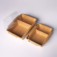 Ecologisch verantwoorde, recyclebare, voedselveilige, vetwerende kraftpapieren lunchbox voor afhaalmaaltijden, wegwerpverpakking voor fastfood