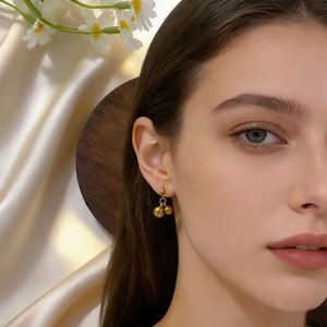 Pendientes de Moda de Acero Inoxidable 316L, Chapados en Oro de 14k y 18k, Pendientes Finos con Forma de Cereza para Mujer - Product Image 2