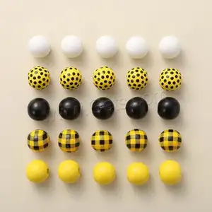 DIY Round Painted Wood jewelry Beads jewelry making bulk bead stoving varnish different styles for choice 16mm 1645250