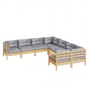 Set Lounge da Giardino Grigio e Legno Naturale 6 Posti, Arredamento da Esterno Resistente alle Intemperie, Design Contemporaneo in Legno di Pino - Product Image 1