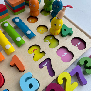4 1 Multi-functional Wooden Early Education Intelligence Development Toys Digital Cognitive Fruit Shape Matching for 5-7 Years - Product Image 4