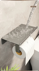 Support <span class=keywords><strong>mural</strong></span> sans perçage <span class=keywords><strong>pour</strong></span> rouleau de papier toilette et serviettes, avec étagère de rangement <span class=keywords><strong>pour</strong></span> téléphone portable, <span class=keywords><strong>pour</strong></span> <span class=keywords><strong>WC</strong></span> et salle de bain - Product Image 6