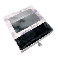 Boîte de rangement de luxe en marbre pour soins de la peau avec fenêtre transparente, boîte cadeau coulissante pour perruques avec insert en satin de soie, logo personnalisé pour montre