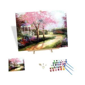 Kit de pintura al óleo acrílica romántica por números 40x50 cm paisaje de jardín árboles pintura Diy hecha a mano por números