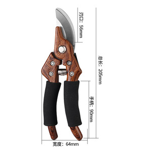 Professional Bypass <b>Pruner</b> Stainless Steel 56mm Blade 30-50mm Trimming Diameter Wood Grain Handle Garden Shears - Product Image 1