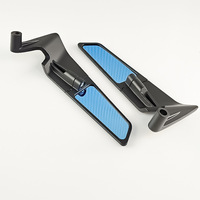 Espejo Retrovisor Azul en Forma de Cuchilla Pequeño para Motocicleta Kawasaki, Yamaha, KTM, de Alas Fijas, Modificado, de Aluminio, Ajustable y Giratorio