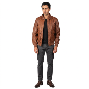 Fournisseur en gros de vestes en cuir véritable pour hommes, qualité supérieure, style vintage, saison automne, respirant, tailles plus grandes disponibles - Product Image 1