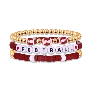 <strong>2026</strong> Creative Sports Elastic Stackable Polymer Clay <strong>Bracelet</strong> Football Basketball Charm Gift for Fan - Product Image 3