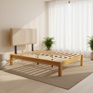 Cadre de lit en bois réglable, panneaux en bois massif durables pour hôtels et chambres, cadre de lit en bois massif ZB - Product Image 4