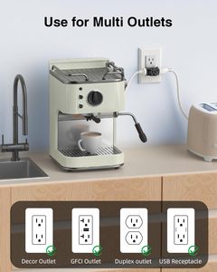 Adaptateur de mise à la terre K KASONIC FL-JC71 à 3 prises, rallonge multiprise en plastique, séparateur de courant 15A [Homologué ETL] Haute résistance - Product Image 3