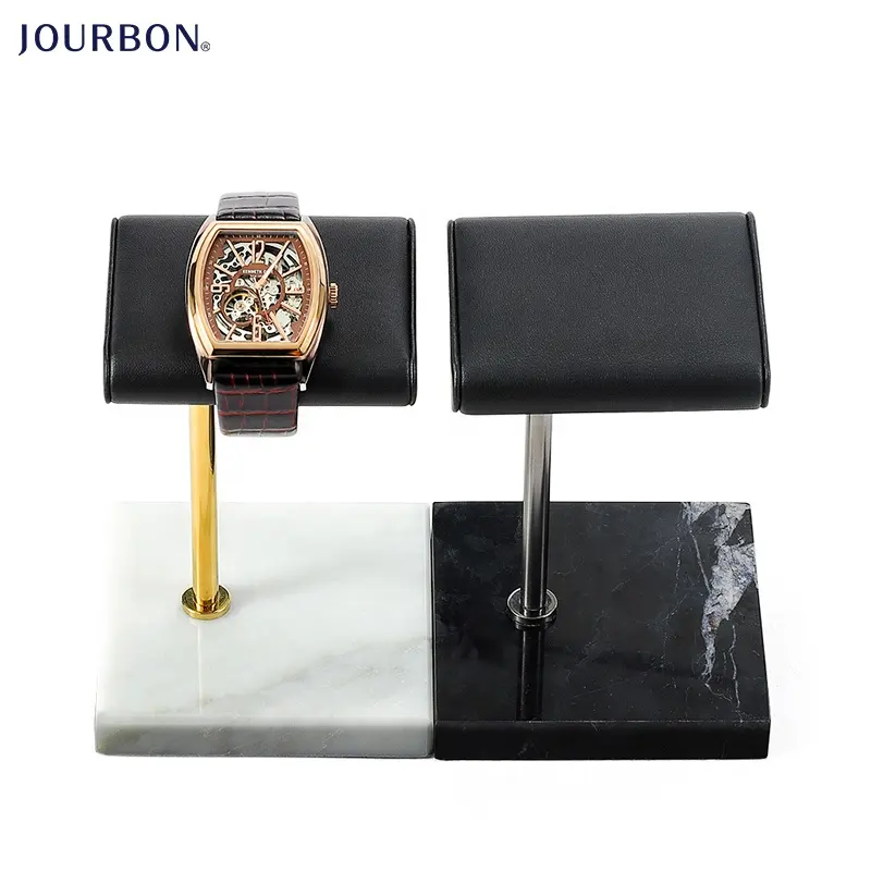 PU Leather Metal Watch cheap price Wrist bracelet custom marble jewelry display tray stand