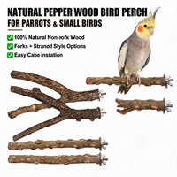 Ensemble de 4 perchoirs pour perroquets, en bois de poivre du Sichuan, branche d'arbre naturelle, pour configuration de cage à oiseaux à plusieurs niveaux