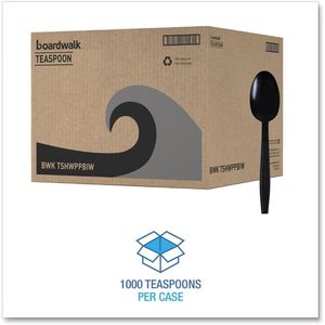 Boardwalk Heavyweight <b>Wrapped</b> Polypropylene Teapoons <b>Black</b> Disposable Spoons 1000/Carton - Product Image 6