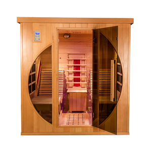 Salle de sauna en bois de pruche canadienne 1-4Person Infrared lointain Moderne Personnaliser Vapeur sèche Thérapie par la lumière rouge - Product Image 1