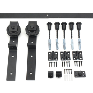 Heavy Duty Bi-Folding Sliding Barn Door Hardware Kit Smooth Quiet Roller Track Easy Installation Modern for Bathroom Black - Product Image 1