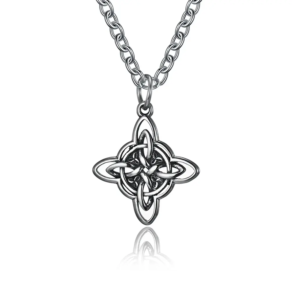 Collier avec nœud celtique vintage en acier inoxydable cycle d'amour sans fin colliers avec pendentif en acier titane