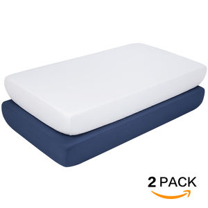 Juego de cama suave y transpirable para niños, Sábana de microfibra para cuna infantil, color blanco, azul marino, 2 uds. - Product Image 6