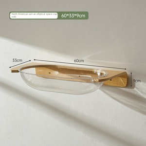 Wandgemonteerd gebogen bord massief houten kattenboom wandklimrek geïntegreerd nest springplank Japans systeem alle seizoenen - Product Image 6