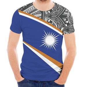 Camisetas para hombre Moda Último diseño Polinesia con <span class=keywords><strong>bandera</strong></span> de las <span class=keywords><strong>Islas</strong></span> <span class=keywords><strong>Marshall</strong></span> Impreso Casual Slim Fit Camisas de manga corta básicas Tops - Product Image 3