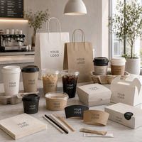 Ensemble d'emballages de style durable pour café : gobelets en papier personnalisés, sacs, boîtes et accessoires