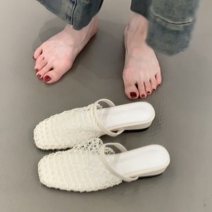 Zapatillas de malla para <span class=keywords><strong>Mujer</strong></span>, Zapatos planos de diseñador, sandalias informales para <span class=keywords><strong>Mujer</strong></span>, <span class=keywords><strong>chanclas</strong></span> de moda de verano 2025, <span class=keywords><strong>chanclas</strong></span> para caminar, nuevos Zapatos para <span class=keywords><strong>Mujer</strong></span> - Product Image 4