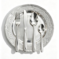 Ensemble de couverts élégant en acier inoxydable avec chaîne en diamant pour mariages et restaurants, couteau, fourchette, cuillère