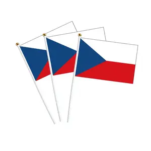 Wholesale Cheap Custom Printed 14x21cm Czech Republic Mini Flag Czechish Hand Held Waving Flag
