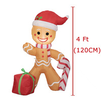 Modèle de décoration de jardin extérieur en polyester de 12 m, homme en pain d'épices gonflable de Noël de l'usine Yulong avec boîte cadeau, référence 24073-A