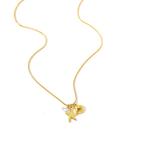 עגילי שרשרת לנשים נירוסטה כוכב ים מעטפת פנינה סט תכשיטים - Product Image 5