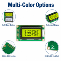 Module d'affichage LCD à caractères STN personnalisé 8x2, interface I2C, 5x7 points, taille 58x32, rétroéclairage jaune-vert, connecteur FPC latéral, 5V, fabrication OEM