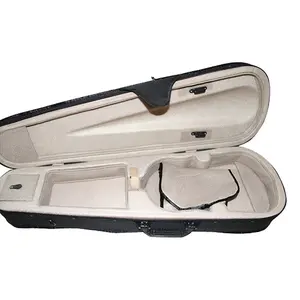 Estuche rígido portátil con forma de violín ligero para violín de tamaño 3/4 con correa de hombro ajustable-Estuche impermeable EVA negro - Product Image 2