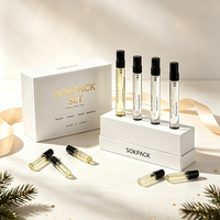 Boîte cadeau en papier rigide de luxe personnalisée, ensemble d'échantillons de parfum, boîte d'emballage, impression dorée, boîte cadeau cosmétique pour flacons de parfum