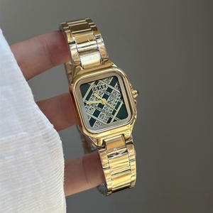 Trendy Luxury Women's Custom Wristwear Square Round <b>Watches</b> Stainless Steel Wristwatch Gold Quartz <b>Watches</b> for Ladies - Product Image 3