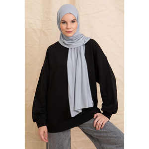 Pañuelo de Algodón Sencillo Gris para Mujer, Estilo Modesto, Lavable, Silueta Recta con Cintura Natural - Product Image 1