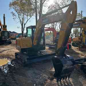 Mini-excavatrice SANY SY60C d'occasion de 6 tonnes avec chenilles en caoutchouc en option pour la rénovation agricole, des jardins et municipale - Product Image 2