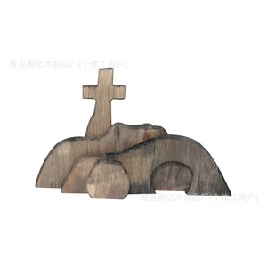 Cruz de Madera Decorativa Hecha a Mano, Adorno de Pascua para Interiores, Regalo Artesanal - Product Image 5