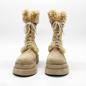 Bottes d'hiver pour femmes, bottes de neige à hauteur de genou, imperméables, plateforme, talon haut, bottes chaudes avec doublure en fourrure - Product Image 1