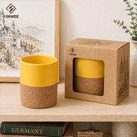 Tasses en céramique personnalisables avec design magnétique puissant et fond en liège, tasses rondes avec plateau – Logo personnalisé