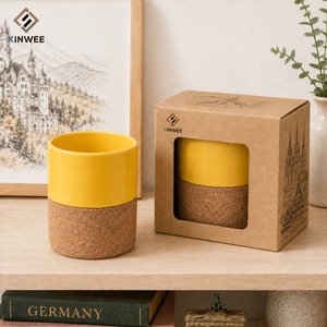 Tazze in Ceramica Personalizzabili con Design Magnetico Forte e Base in Sughero, Tazze Rotonde con Vassoio - Logo Personalizzato - Product Image 3
