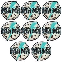 Leopard Mama Patch Lightning Chenille Stickerei Abzeichen Rosa Türkis Glitzer Stern Applikation zum Aufbügeln für Western Cowgirl Hemd DIY