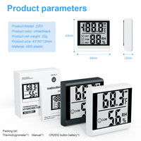 Thermomètre hygromètre numérique LCD mini léger, alimenté par piles, certifié CE FCC, pour usage domestique, design suspendu en plastique, chambre à coucher, bébé, BQ