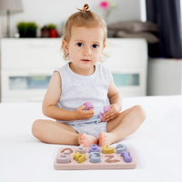 Modelo de silicona sin BPA, rompecabezas 3D, percepción, juguetes educativos de madera para niños, patrones geométricos de animales de haya, forma a juego