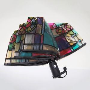 Petit parapluie créatif transparent semi-automatique à trois plis, populaire sur internet, pour étudiants et couples, idéal pour le soleil - Product Image 5