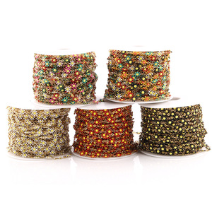 Cadena de acero inoxidable con esmalte de margaritas de 7 mm de ancho, doble cara, 3D, para la fabricación de pulseras y accesorios de joyería. - Product Image 1