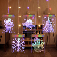3D LED Illusion Glaçon Rideau Guirlande Lumineuse Extérieure de Noël avec Suspension Décoration Acrylique